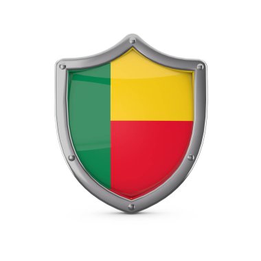 Benin güvenlik konsepti. Ulusal bayrak ile metal kalkan şekli