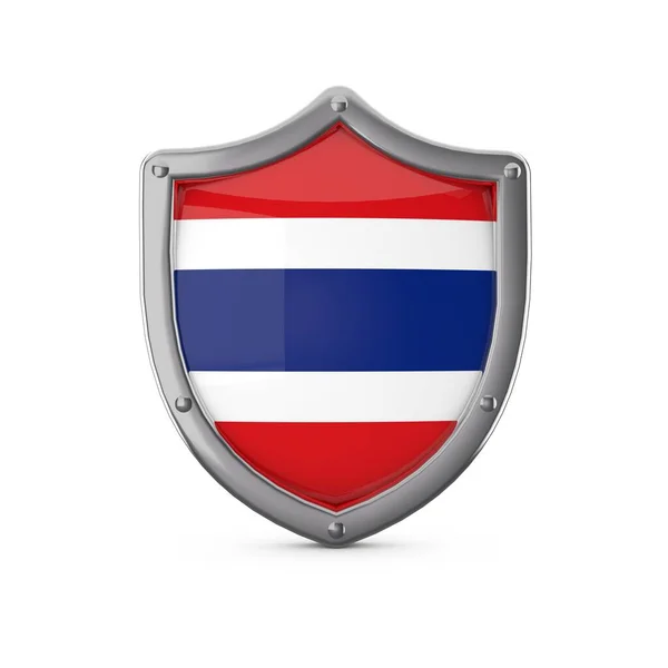 Tailandia concepto de seguridad. Forma de escudo de metal con bandera nacional —  Fotos de Stock