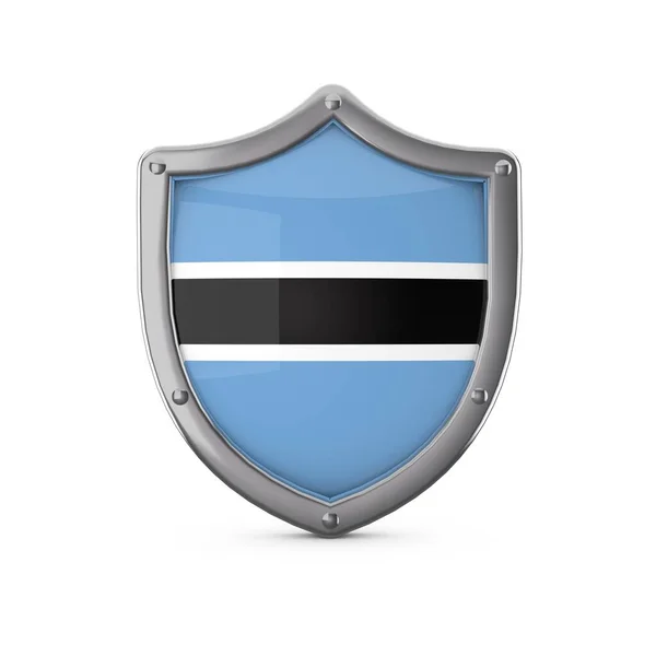 Botswanas säkerhetskoncept. Metallsköld med nationell flagga — Stockfoto