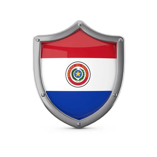Conceito de segurança do Paraguai. Forma de escudo de metal com bandeira nacional — Fotografia de Stock