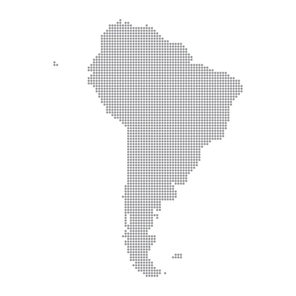 Mapa de América del Sur hecho de patrón de punto de medio tono — Vector de stock