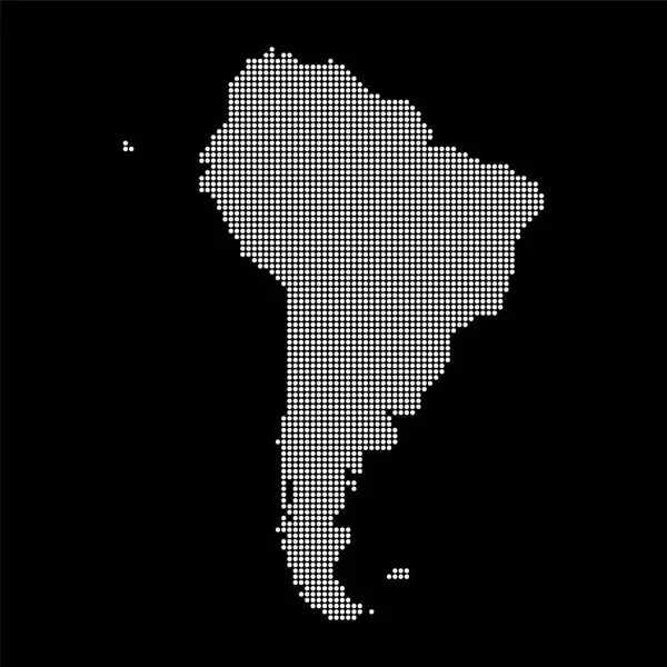 Mapa de América del Sur hecho de patrón de punto de medio tono — Vector de stock
