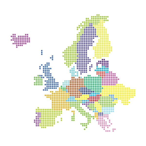 Mapa de Europa hecho de patrón de puntos de medio tono — Vector de stock