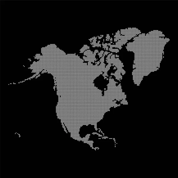 Χάρτης της Βόρειας Αμερικής φτιαγμένος από σχέδιο με κουκκίδες — Διανυσματικό Αρχείο