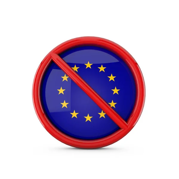 La bandiera dell'Unione europea non vieta l'ingresso. Rendering 3D — Foto Stock
