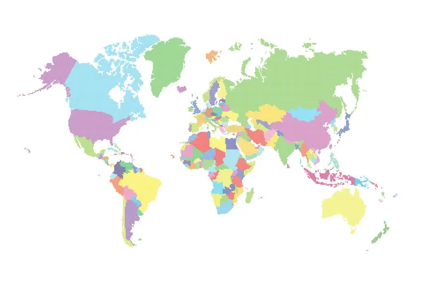 Mapa del mundo hecho de patrón de puntos de medio tono — Vector de stock