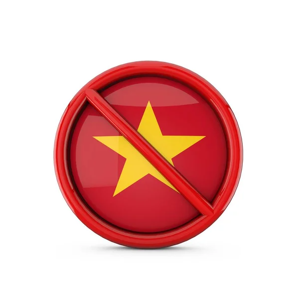 Vietnam vlag verbood geen toegangssymbool. 3D-weergave — Stockfoto