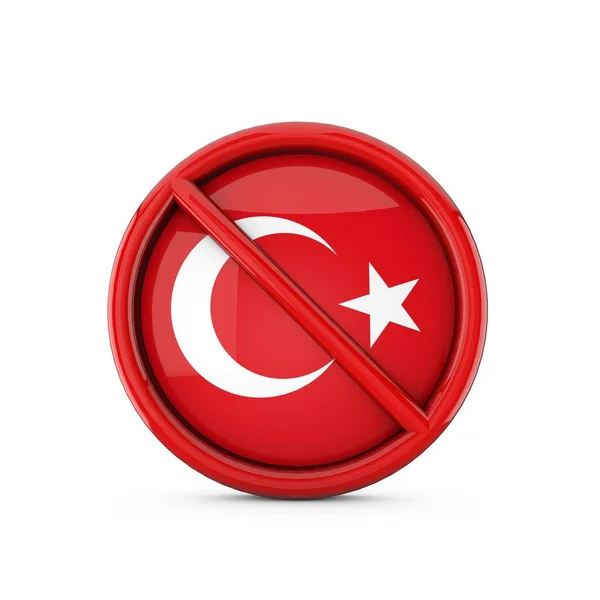 Bandeira da Turquia proibiu nenhum símbolo de entrada. Renderização 3D — Fotografia de Stock