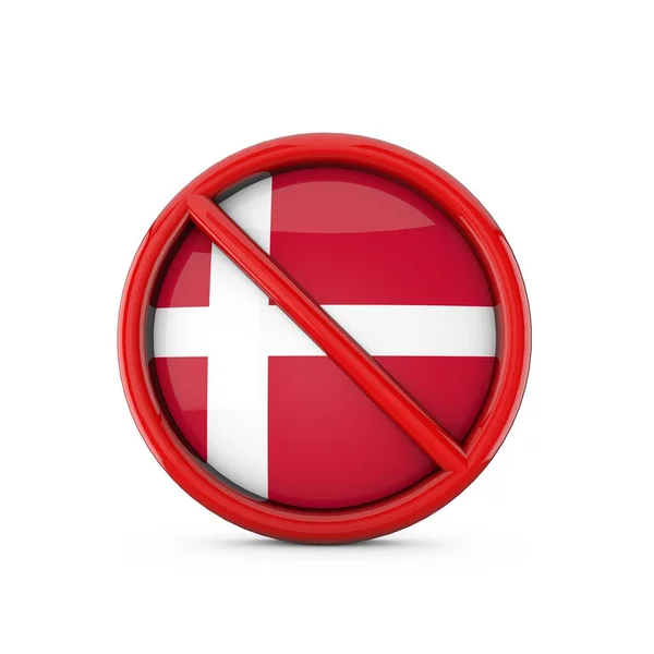 Flaga Danii nie zabrania wjazdu. Renderowanie 3D — Zdjęcie stockowe