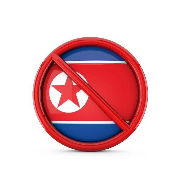 Die Flagge Nordkoreas verbietet die Einreise. 3D-Rendering — Stockfoto