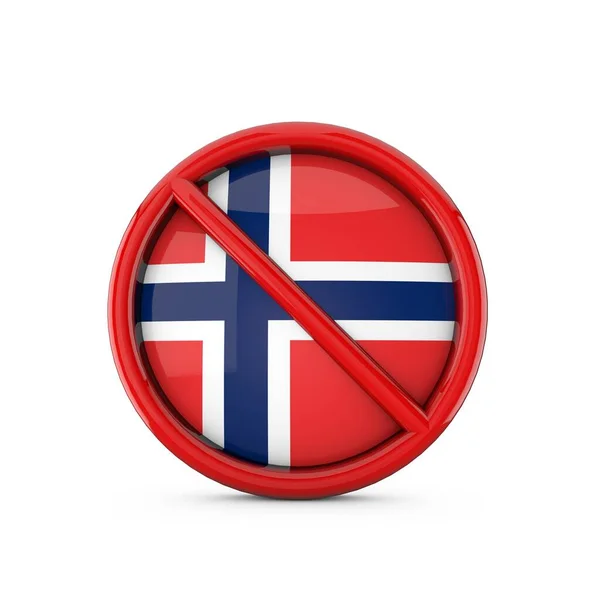 Noruega bandera prohibida ningún símbolo de entrada. Renderizado 3D — Foto de Stock