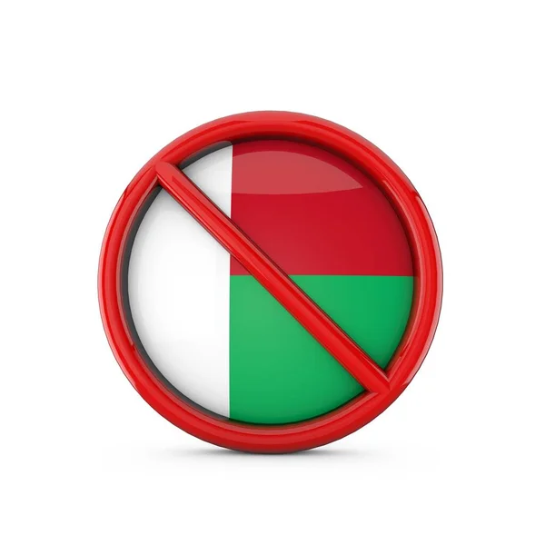 Bandeira de Madagascar proibiu nenhum símbolo de entrada. Renderização 3D — Fotografia de Stock