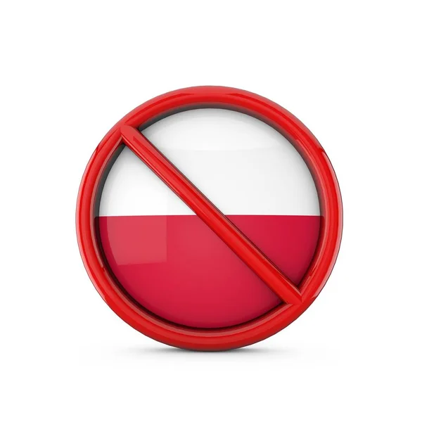 Polonia bandera prohibida ningún símbolo de entrada. Renderizado 3D —  Fotos de Stock