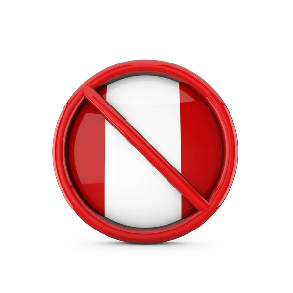 Bandeira do Peru proibiu nenhum símbolo de entrada. Renderização 3D — Fotografia de Stock