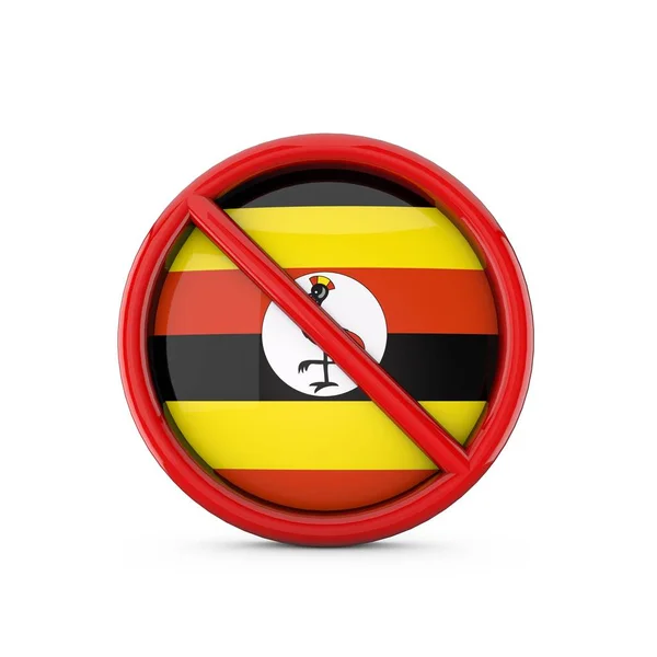 Bandiera Uganda vietato l'ingresso simbolo. Rendering 3D — Foto Stock