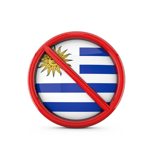 Uruguay flag prohibited no entry symbol. 3D Rendering — Stock Photo, Image