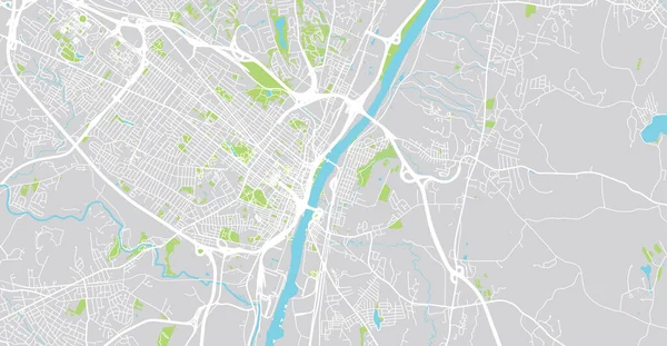 Mapa urbano de Albany, Estados Unidos de América. Capital del estado de Nueva York — Vector de stock