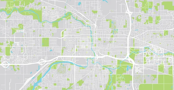 Mapa urbano de Lansing, Estados Unidos de América. Capital del estado de Michigan — Archivo Imágenes Vectoriales