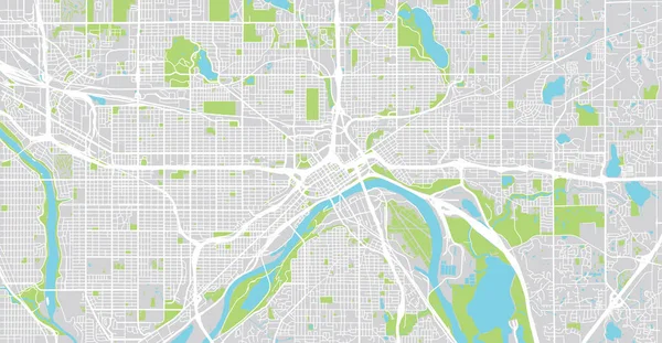 Městská vektorová mapa města St Paul, USA. Hlavní město státu Minnesota — Stockový vektor