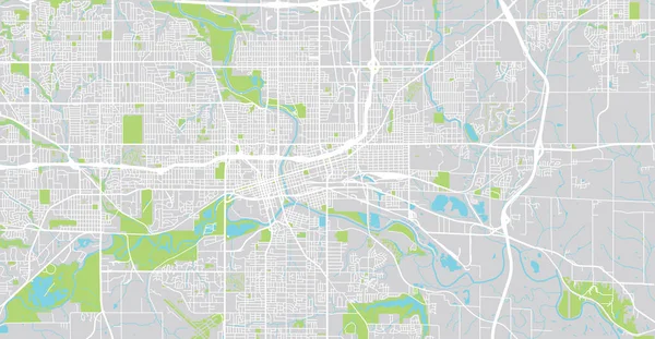 Stadsvector stadskaart van Des Moines, USA. Staatshoofdstad van Iowa — Stockvector