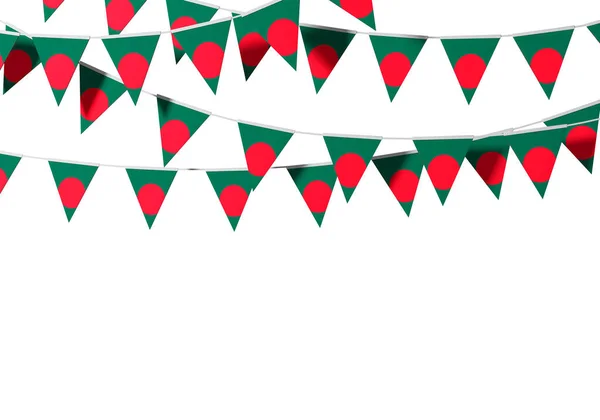 Bandera de Bangladesh festive bunting against a plain background. Renderizado 3D —  Fotos de Stock