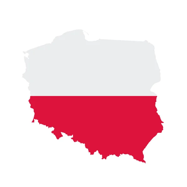 Mapa da bandeira da Polónia. Delineamento do país com bandeira nacional — Fotografia de Stock