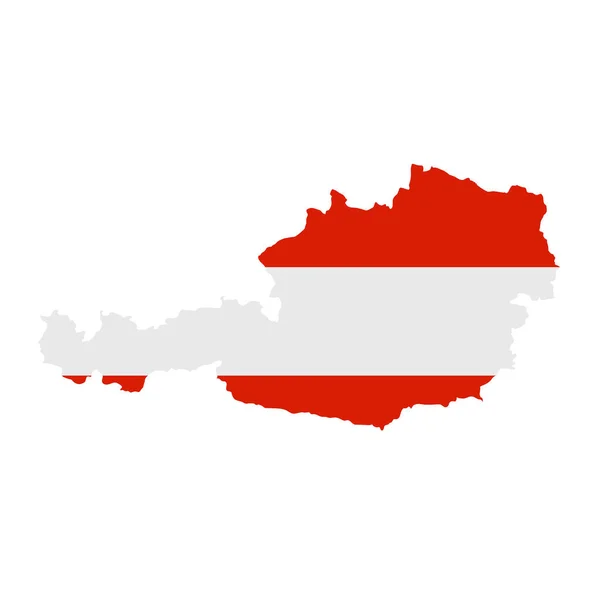 Mapa da bandeira da Áustria. Delineamento do país com bandeira nacional — Fotografia de Stock