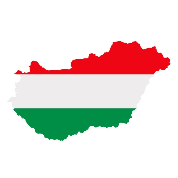 Ungarn Flagge Karte. Länderumriss mit Nationalflagge — Stockfoto