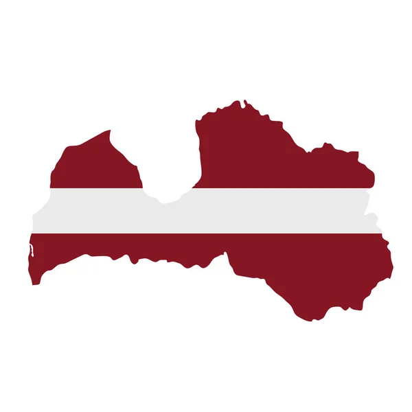 Lettland flaggkarta. Landskiss med nationell flagga — Stockfoto