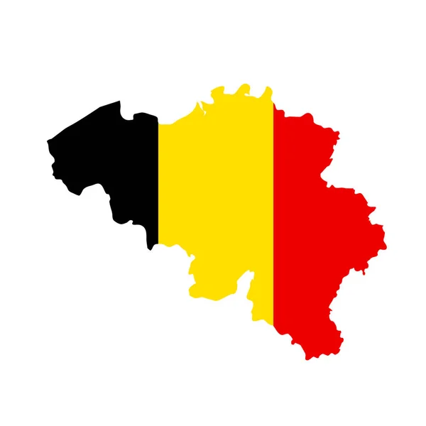 Belgien Flagge Karte. Länderumriss mit Nationalflagge — Stockfoto