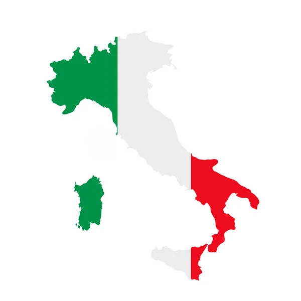 Mapa Itálie. Osnova země s národní vlajkou — Stock fotografie