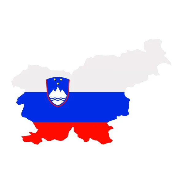 Mapa da bandeira da Eslovénia. Delineamento do país com bandeira nacional — Fotografia de Stock