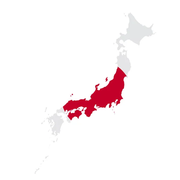 Japonská vlajková mapa. Osnova země s národní vlajkou — Stock fotografie