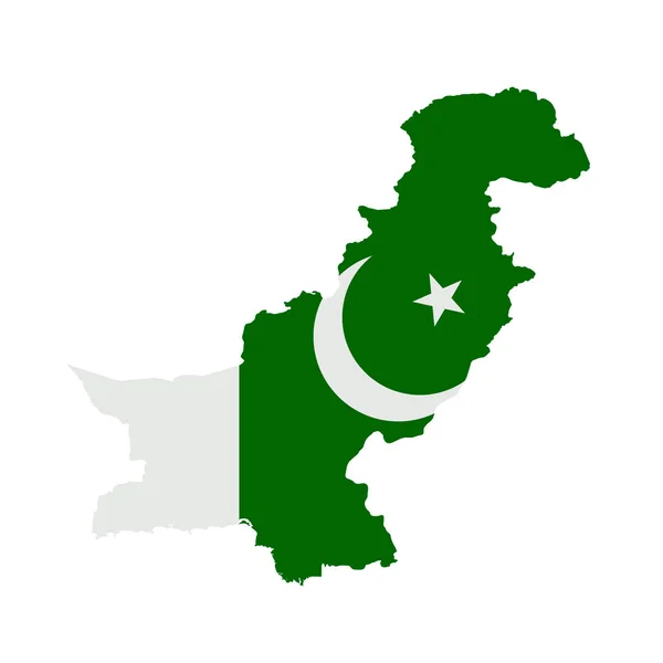Pakistan flag map. Country outline with national flag — Stock Photo, Image