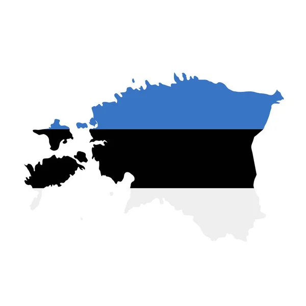 Карта флага Эстонии. Контур страны с национальным флагом — стоковое фото