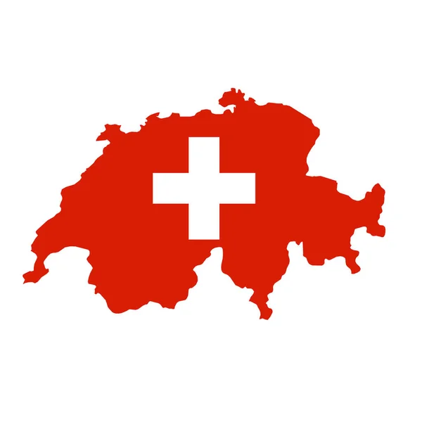 Mapa da bandeira da Suíça. Delineamento do país com bandeira nacional — Fotografia de Stock