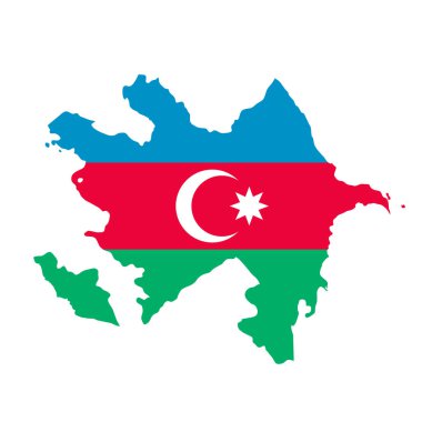 Azerbaycan bayrak haritası. Ulusal bayrak taşıyan ülke özeti