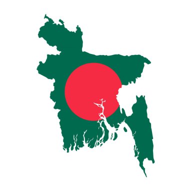 Bangladeş bayrak haritası. Ulusal bayrak taşıyan ülke özeti