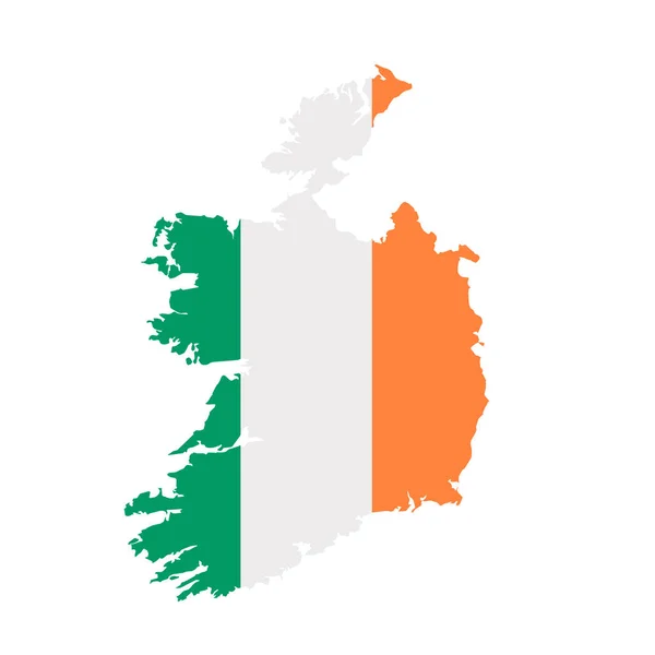 Irland Flagge Karte. Länderumriss mit Nationalflagge — Stockfoto