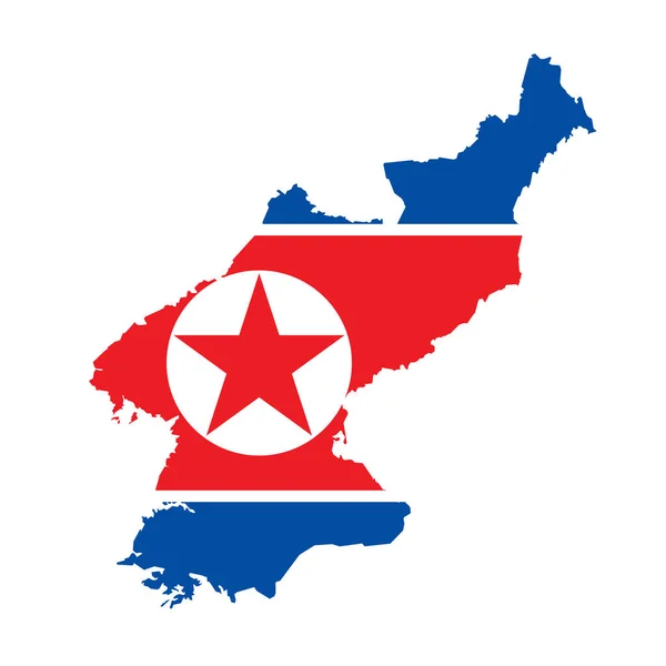 Χάρτης σημαίας της Βόρειας Κορέας. Περίγραμμα χώρας με εθνική σημαία — Φωτογραφία Αρχείου
