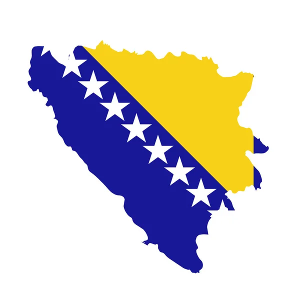Bosnia and Herzegovina flag map. Country outline with national f — Stock Photo, Image