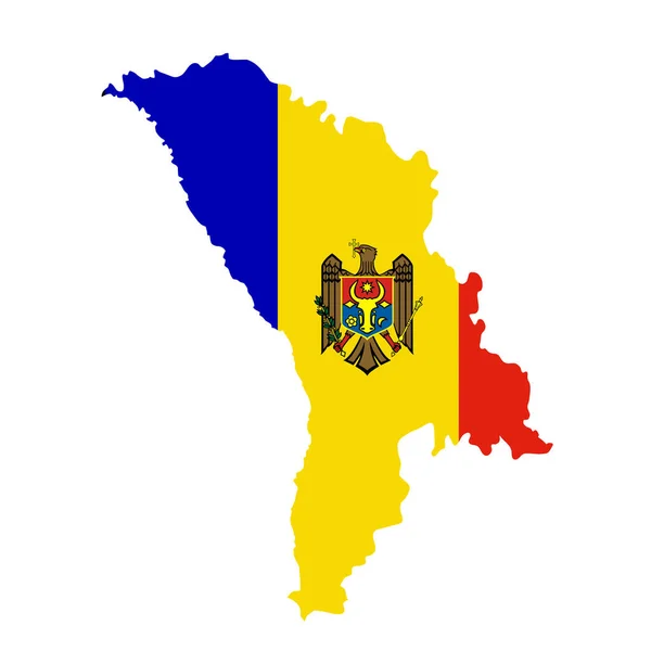 Mapa de la bandera de Moldova. Esquema del país con bandera nacional — Foto de Stock