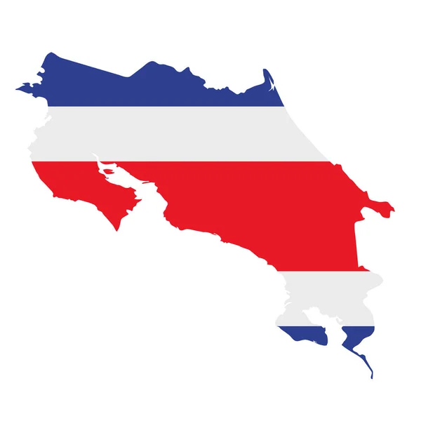 Costa Rica Flagge Karte. Länderumriss mit Nationalflagge — Stockfoto