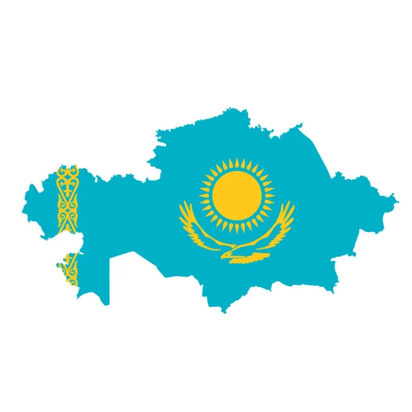 Kazakhstan flag map. Country outline with national flag — Stock Photo, Image