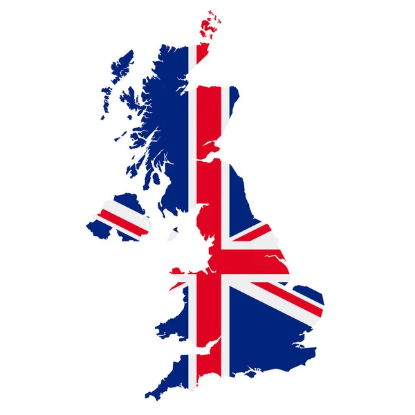 Mapa brytyjskiej flagi. Zarys kraju z banderą krajową — Zdjęcie stockowe