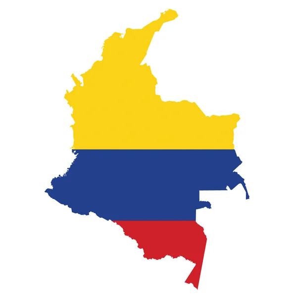 Ο χάρτης της Κολομβίας. Περίγραμμα χώρας με εθνική σημαία — Φωτογραφία Αρχείου