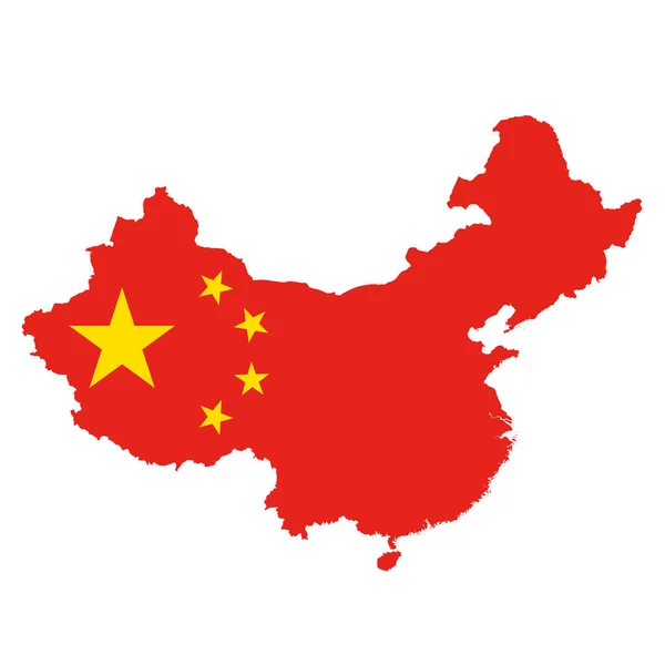 Mapa da bandeira da China. Delineamento do país com bandeira nacional — Fotografia de Stock