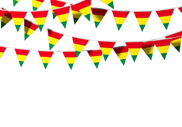 Bandera de Bolivia banderín festivo sobre un fondo liso. Renderizado 3D —  Fotos de Stock