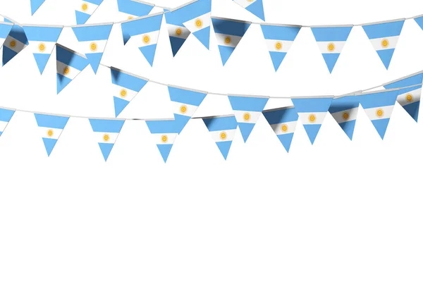 Bandera de Argentina banderín festivo sobre un fondo liso. Renderizado 3D — Foto de Stock