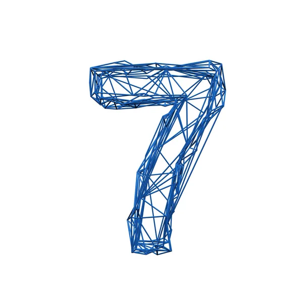 Alfabeto polivinílico bajo del marco de alambre número 7. Renderizado 3D —  Fotos de Stock